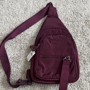 PINK Victoria's Secret wine Burgundy maroon red Belt crossbody sling Bag purse